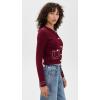 English Factory Women’s Stitch Detail Puff Sleeve Cardigan(Burgundy/Pink)