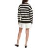 English Factory Womens Stripe Polo Mixed Media Mini Dress, M, Black