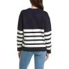 English Factory Women’s Stripe Round Neck Sweater, Navy/White, M
