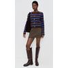 English Factory Women’s Striped Gold Button Cardigan(Brown/Blue)