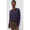 English Factory Women’s Striped Gold Button Cardigan(Brown/Blue)