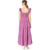 Ruffle Sleeve Maxi Dress(Purple)