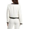 White and Black Collarless Tweed Jacket – English Factory