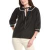 Detailed Embroidery Bow Top by ENGLISH FACTORY(Black/White)