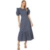 English Factory Floral Printed Cotton Open Back Midi Dress Navy Multi LG
