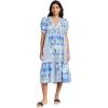 English Factory Geometric Print Tiered Midi Dress(Blue)