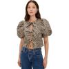 English Factory Women’s Bow Detailed Puff Sleeve Top(Brown)