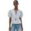 English Factory Women’s Bow Detailed Puff Sleeve Top(Powder Blue Multi)
