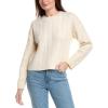 English Factory Womens Crewneck Cable Wool-Blend Sweater, L, White