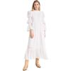 English Factory Women’s Embroidered Swiss Dot Maxi Dress(White)