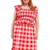 English Factory Women’s Gingham Smocked Top Pink/Red