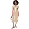 English Factory Women’s Knit Midi Dress with Ribbon Tie(Beige/White)