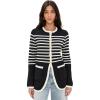 English Factory Women’s Knit Striped Sweater Cardigan(Black/Cream)