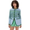 English Factory Women’s Knit Striped Sweater Cardigan(Ice Blue/Green)