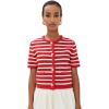English Factory Women’s Knit Striped Sweater Cardigan(Red/White)