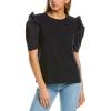 English Factory Women’s Mini Ruffle Puff Sleeve T-Shirt(Navy)