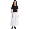 English Factory Women’s Mixed Media Short Sleeve Maxi Dress(Black/Ivory)
