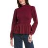 English Factory Womens Peplum Waist Wool-Blend Top, Xs, Red