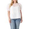 English Factory Women’s Plaid See Through Top White 1X