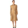 English Factory Women’s Pleated Collared Long Sleeve Midi Dress(Camel)