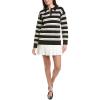 English Factory Womens Stripe Polo Mixed Media Mini Dress, L, Black