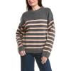 English Factory Womens Striped Crewneck Sweater, M, Grey