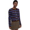 English Factory Women’s Striped Gold Button Cardigan(Brown/Blue)