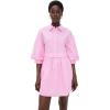 Stripe Puff Sleeve Shirt Dress(Pink Stripes)