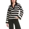 Striped Collared Cropped Sweater(Black/White)