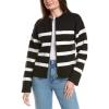 Striped Zip-Up Sweater by ENGLISH FACTORY(Black/Ivory)