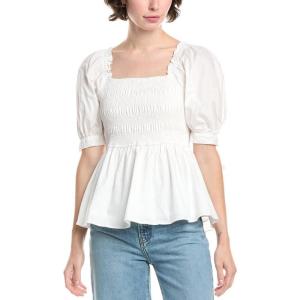 ENGLISH FACTORY: Peplum Top with Puff Sleeves and Bows(Ivory)