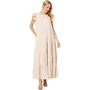 English Factory Eyelet Tiered Midi Dress(Coral Multi)