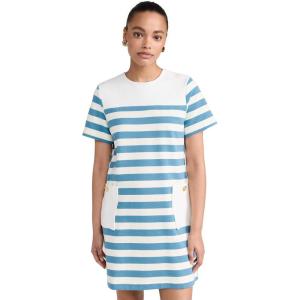English Factory Striped Dress with Patch Pockets(White/Blue)