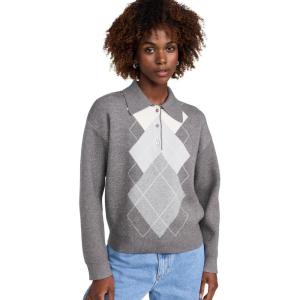 English Factory Women’s Argyle Knit Sweater(Grey)