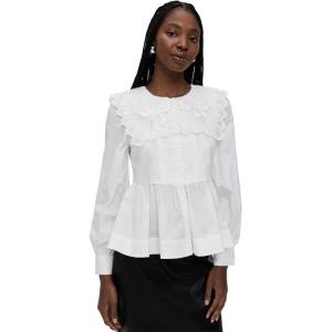 English Factory Women’s Big Collar Poplin Shirt Blouse(White)