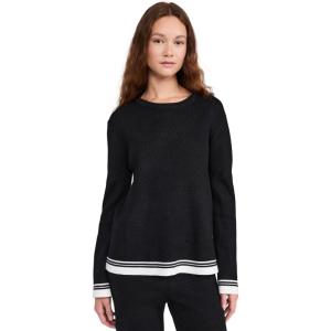 English Factory Women’s Contrast Stripe Detail Knit Top(Black/Ivory)