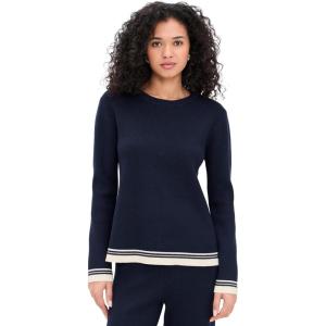 English Factory Women’s Contrast Striped Knit Top(Navy/White)