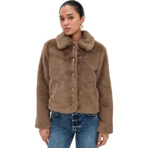 English Factory Women’s Faux Fur Collared Jcaket(Tan)