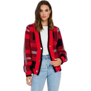 English Factory Women’s Plaid Cardigan(Red Multi)