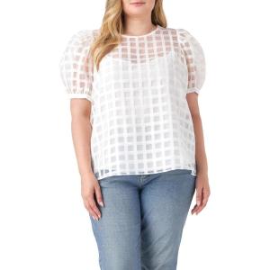 English Factory Women’s Plaid See Through Top White 1X