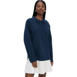English Factory Women’s Polo Mixed Media Mini Dress(Navy/White)