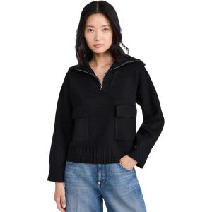 English Factory Women’s Quarter-Zip Knit Sweater(Black)