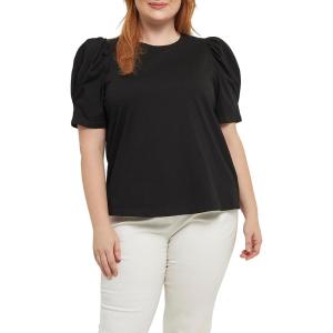 English Factory Women’s Short Puff Sleeve Knit Top Black
