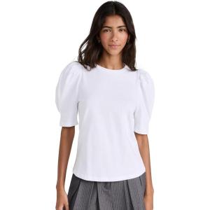 English Factory Women’s Short Puff Sleeve Knit Top(White)