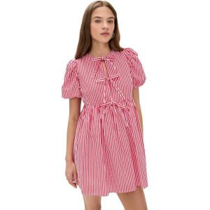 English Factory Women’s Stripe Sleeveless Bow Dress(Red)