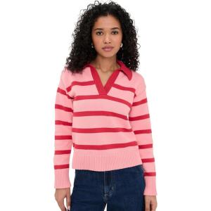 English Factory Women’s Striped Collared Sweater(Pink/Red)