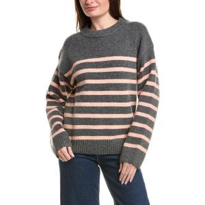 English Factory Womens Striped Crewneck Sweater, L, Grey