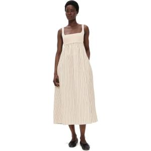 English Factory Women’s Tie Back Knit Combo Striped Dress(Tan Stripe)
