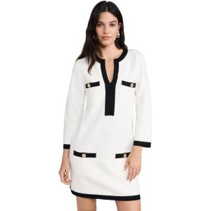 English Factory Women’s White and Black Mini Knit Dress(White/Black)
