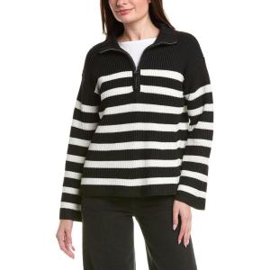 English Factory Womens Wool-Blend 1/2-Zip Sweater, S, Black
